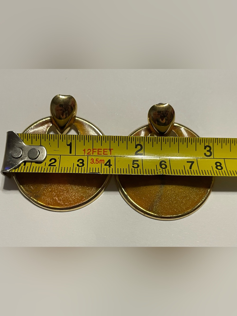 Vintage Enamel Gold Tone Pierced Earrings #9203 - Picture 2 of 6